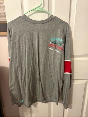 Hallmark Channel "Merry Movie Watching" Grey Long Sleeve Tee